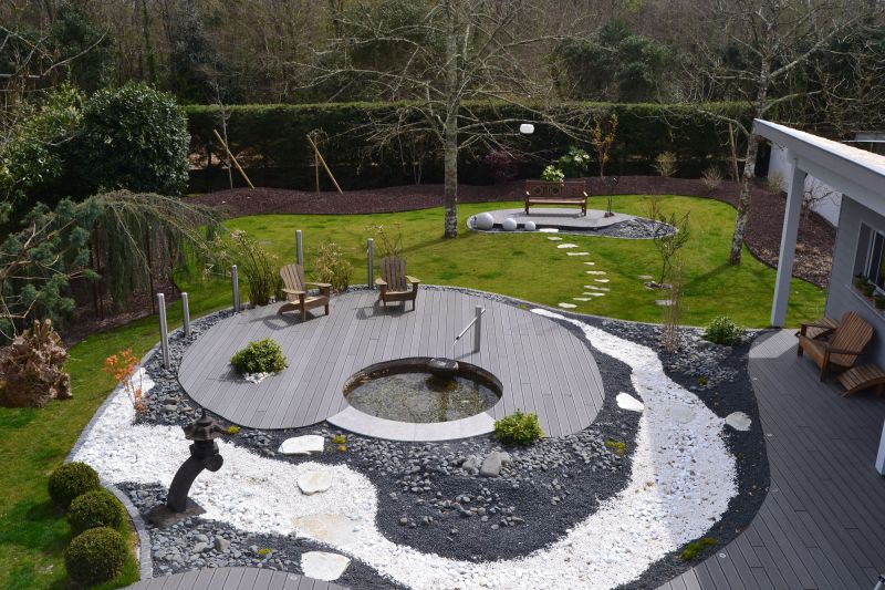 Paysagiste pour jardin minéral et création de terrasse en composite en Gironde