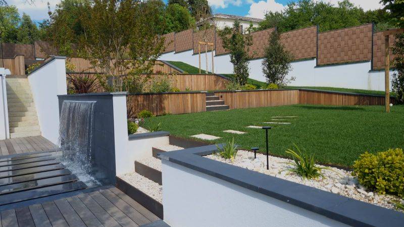 Aménagements paysagers complet d'un jardin à Boulaic