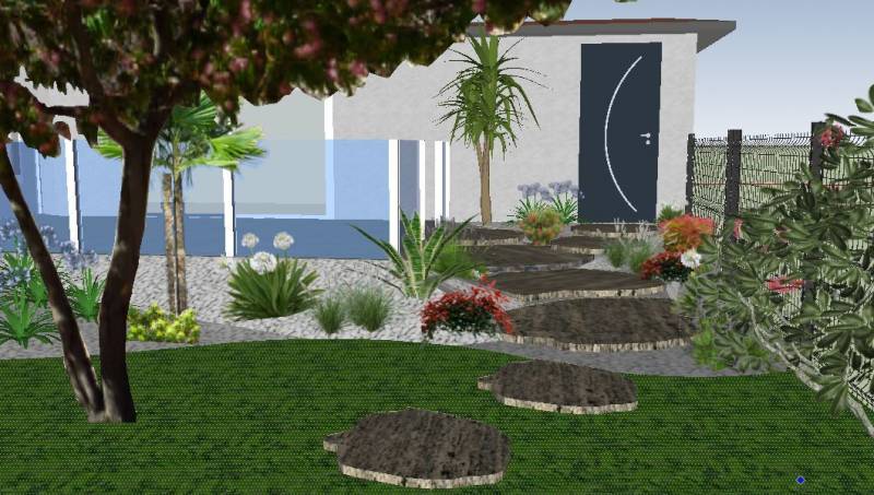 Dessin d'un massif méditerranéen par un paysagiste à Bruges