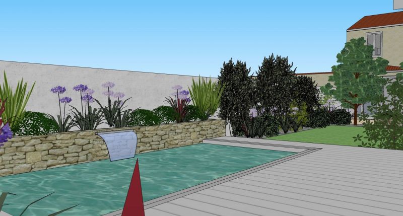 Paysagiste pour élévation d'un jardin Méditerranéen en ville à Bordeaux